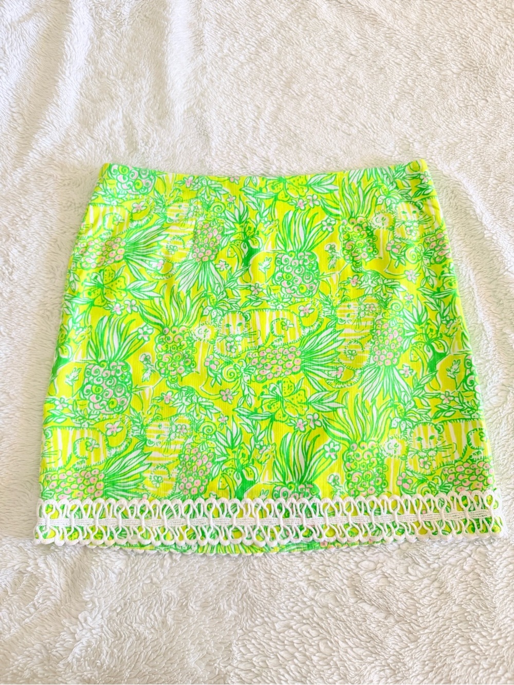 Lilly Pulitzer Neon Green and Pink Tropical Mini Skirt